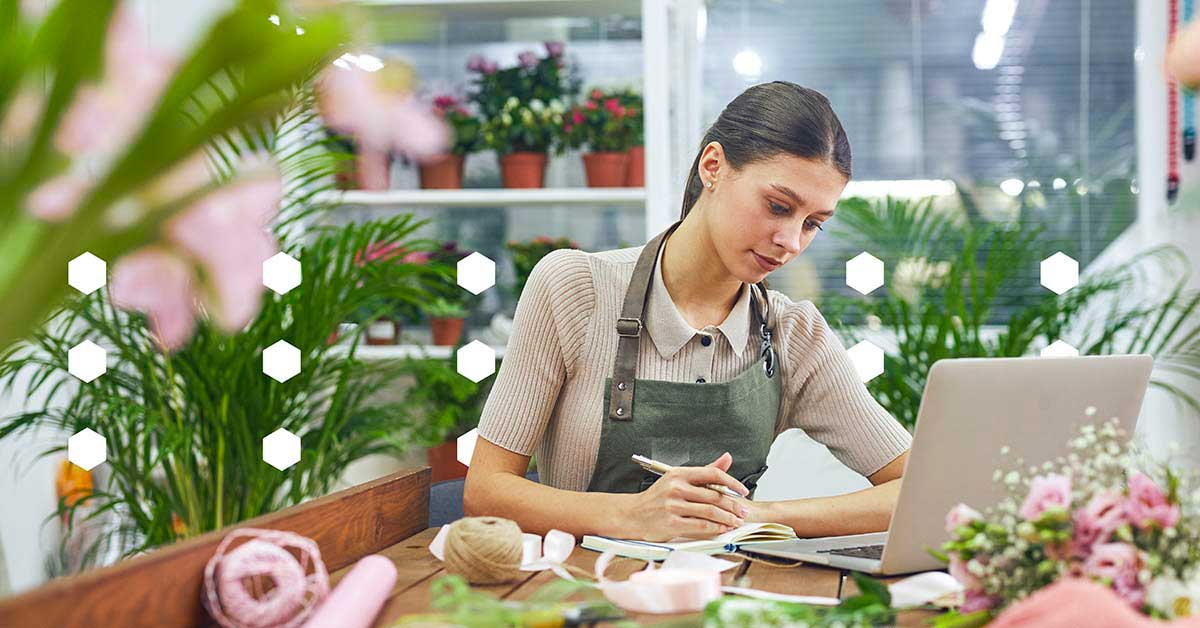 Woman at floral shop
