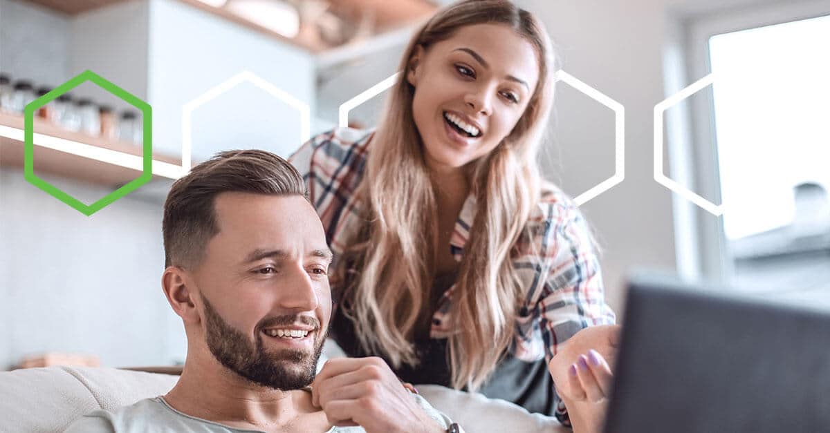 Couple looking at computer